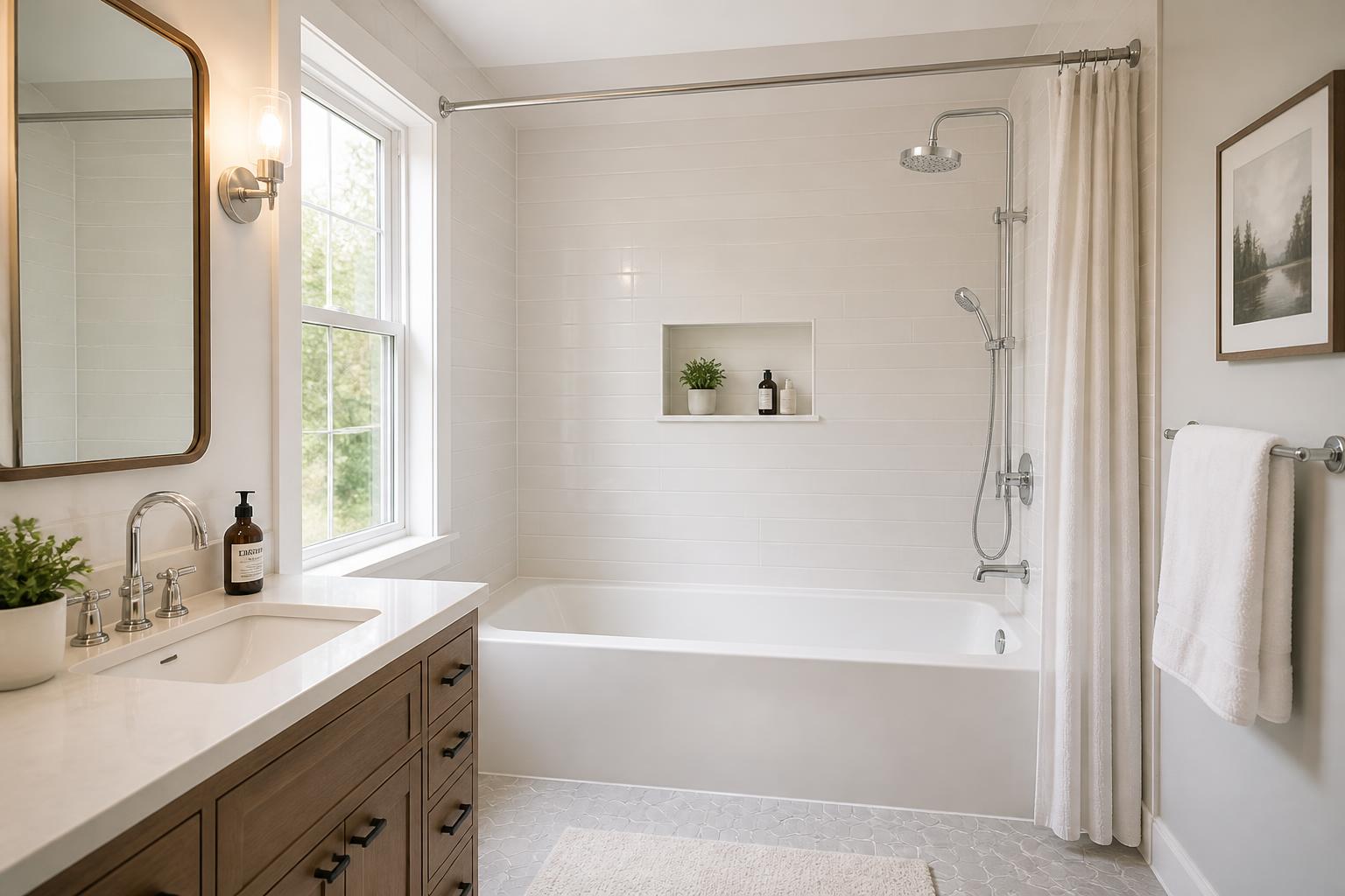 Sparkling clean bathroom after a deep cleaning.